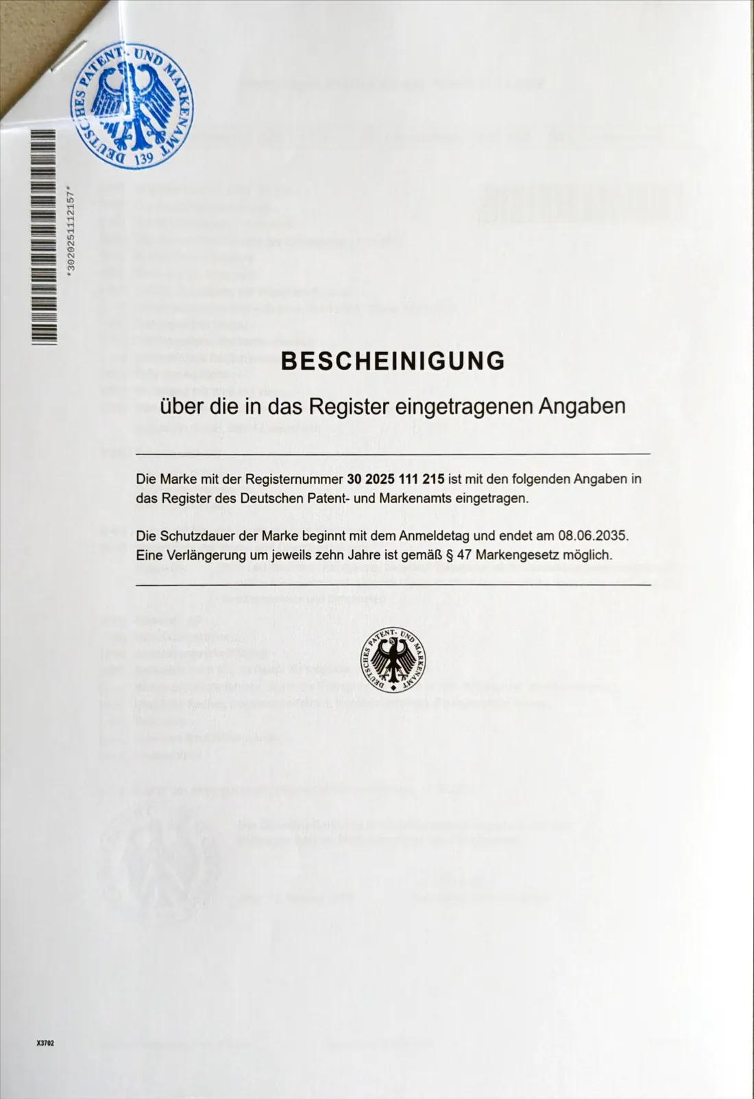 Certified register extract for ParticleTensorAI, page 1
