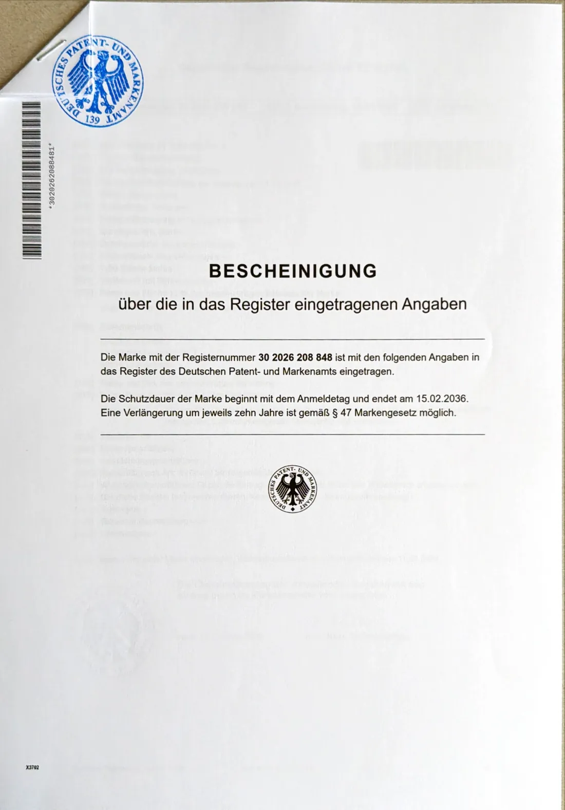 Certified register extract for SprayConeAI, page 1